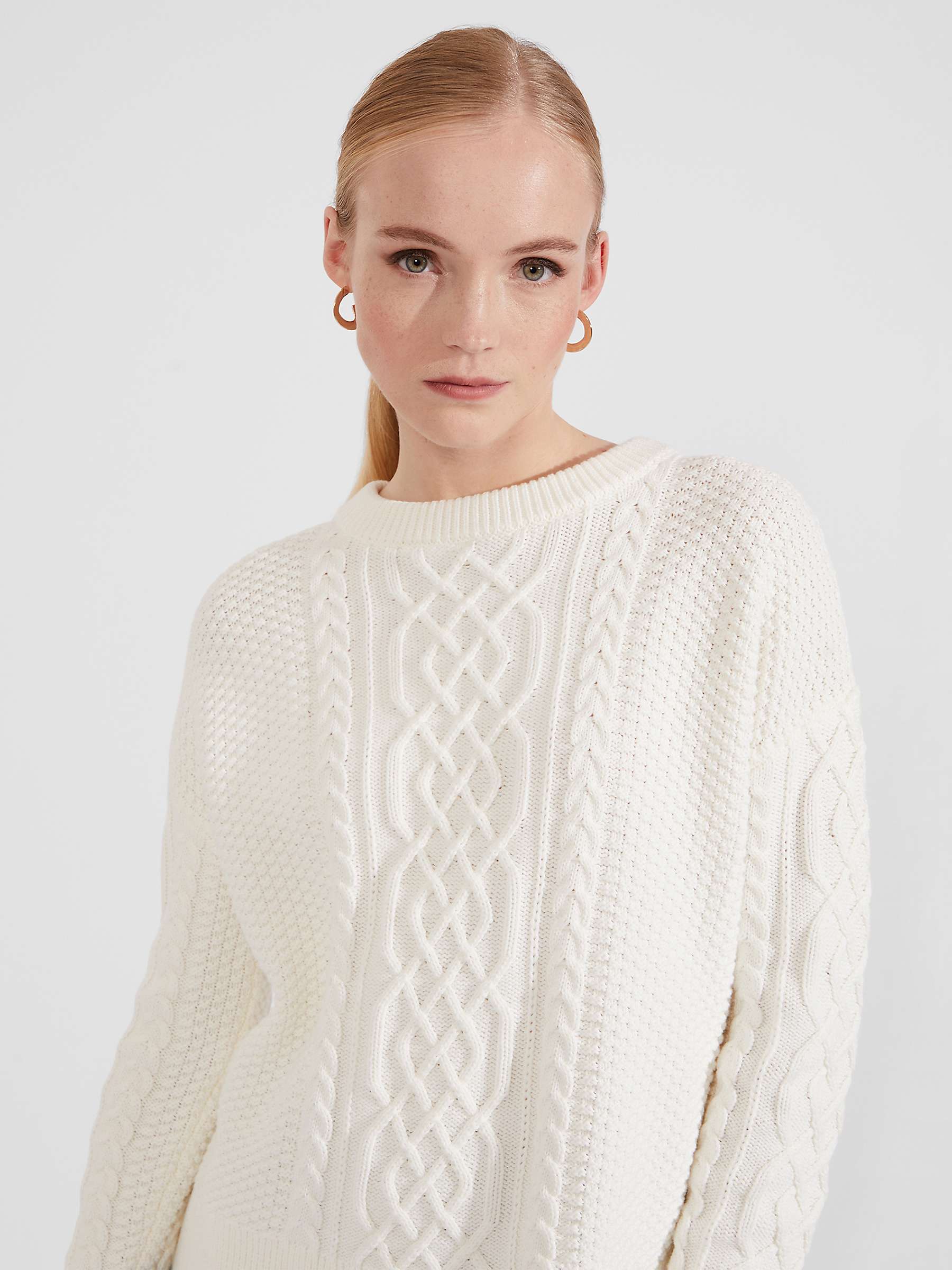 Buy Hobbs Corina Cable Knit Jumper, Ivory Online at johnlewis.com