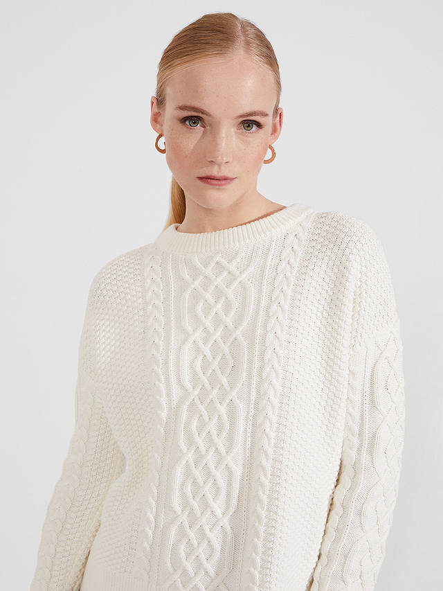 Hobbs Corina Cable Knit Jumper, Ivory