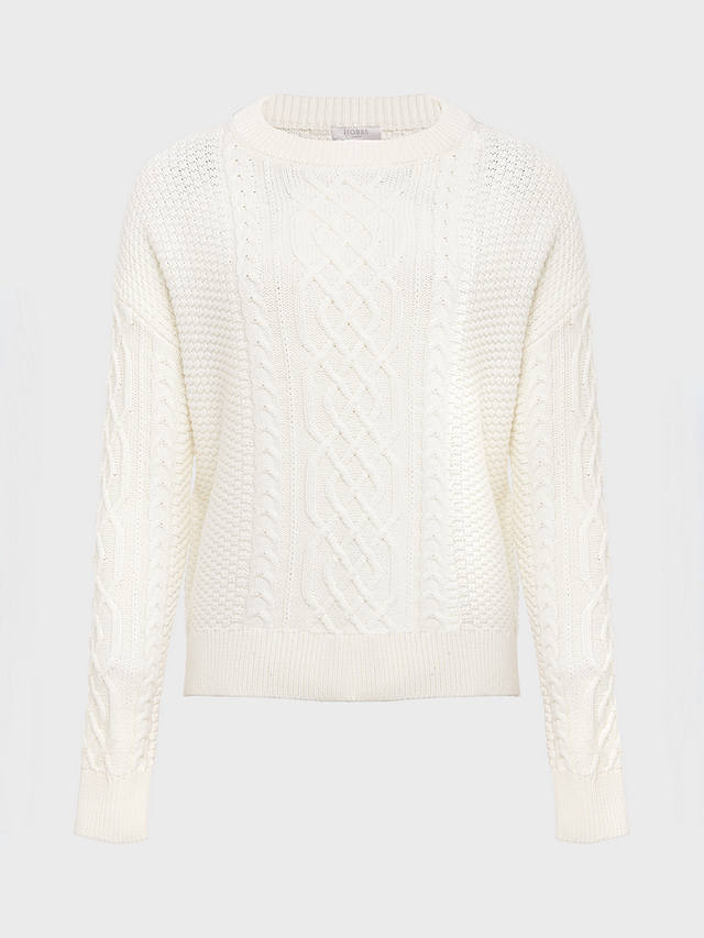 Hobbs Corina Cable Knit Jumper, Ivory