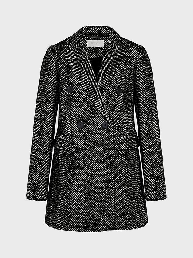 Hobbs Skye Double Breasted Wool Blend Coat, Black/White
