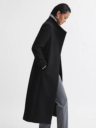 Reiss Petite Mischa Tailored Wool Blend Coat, Black