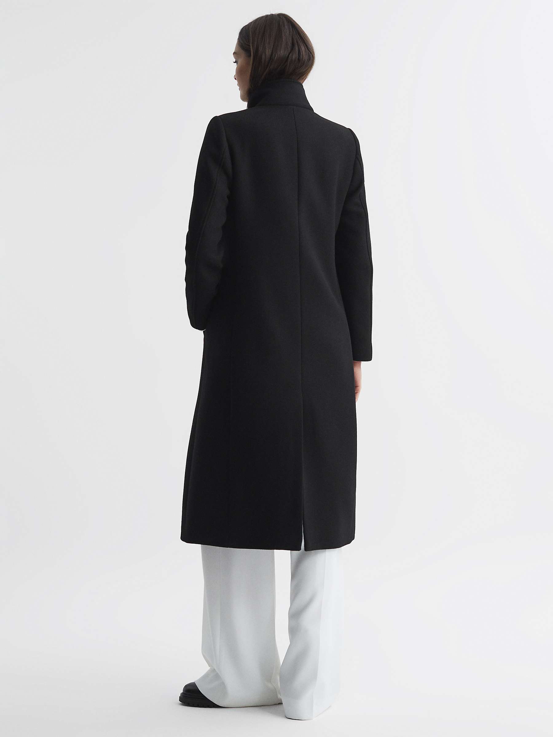 Reiss Blair Wool Blend Coat, Black at John Lewis & Partners