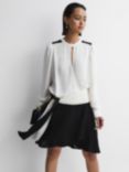 Reiss Sadie Colourblock Belted Mini Dress, Ivory/Black
