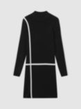 Reiss Annie Bodycon Wool Blend Dress, Black/Ivory, Black/Ivory