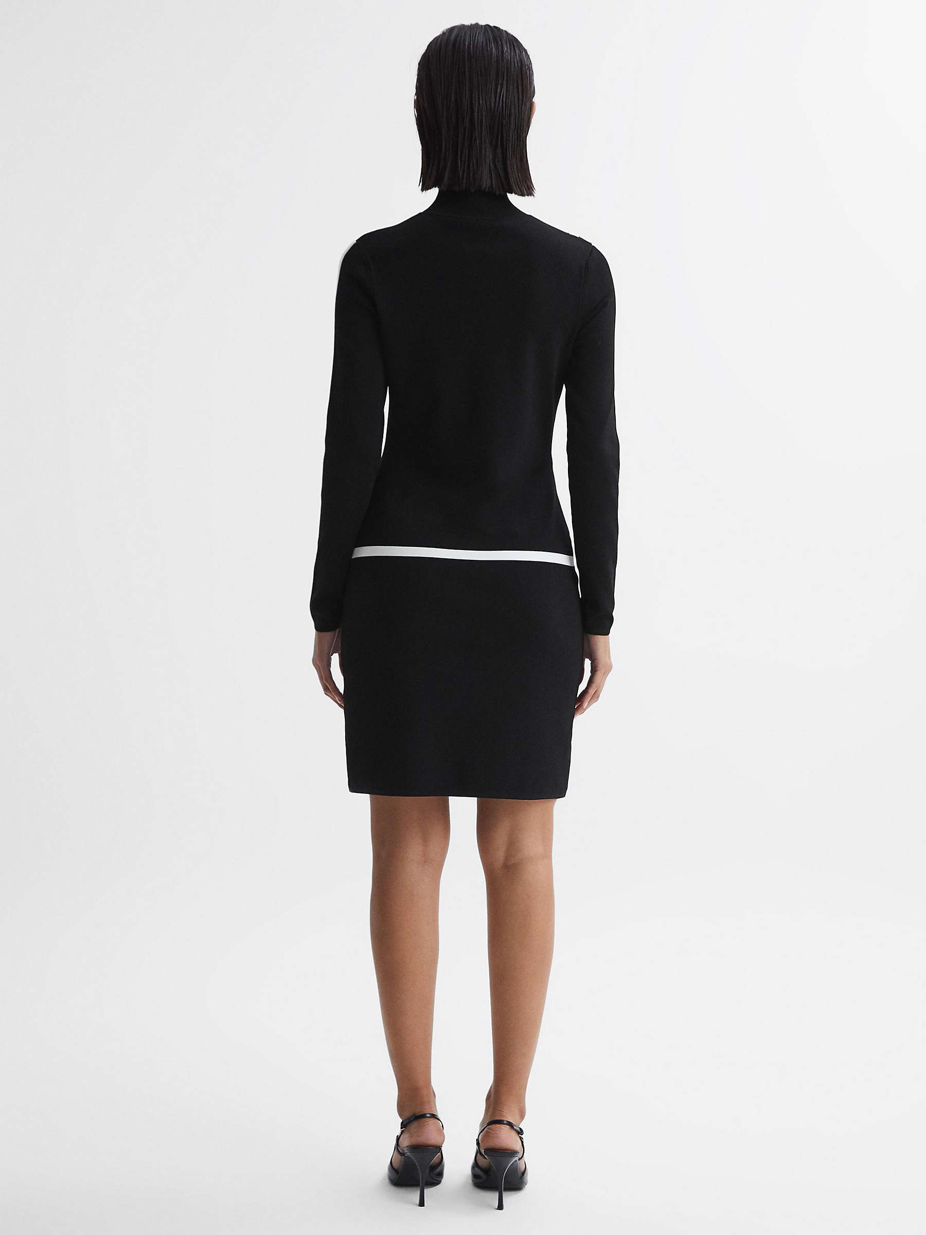 Buy Reiss Annie Bodycon Wool Blend Dress, Black/Ivory Online at johnlewis.com