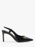 Dune Closest Snaffle Trim Slingback Court Shoes, Black-patent_leather