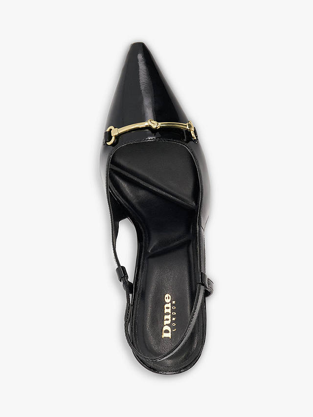 Dune Closest Snaffle Trim Slingback Court Shoes, Black-patent_leather