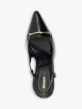 Dune Closest Snaffle Trim Slingback Court Shoes, Black-patent_leather