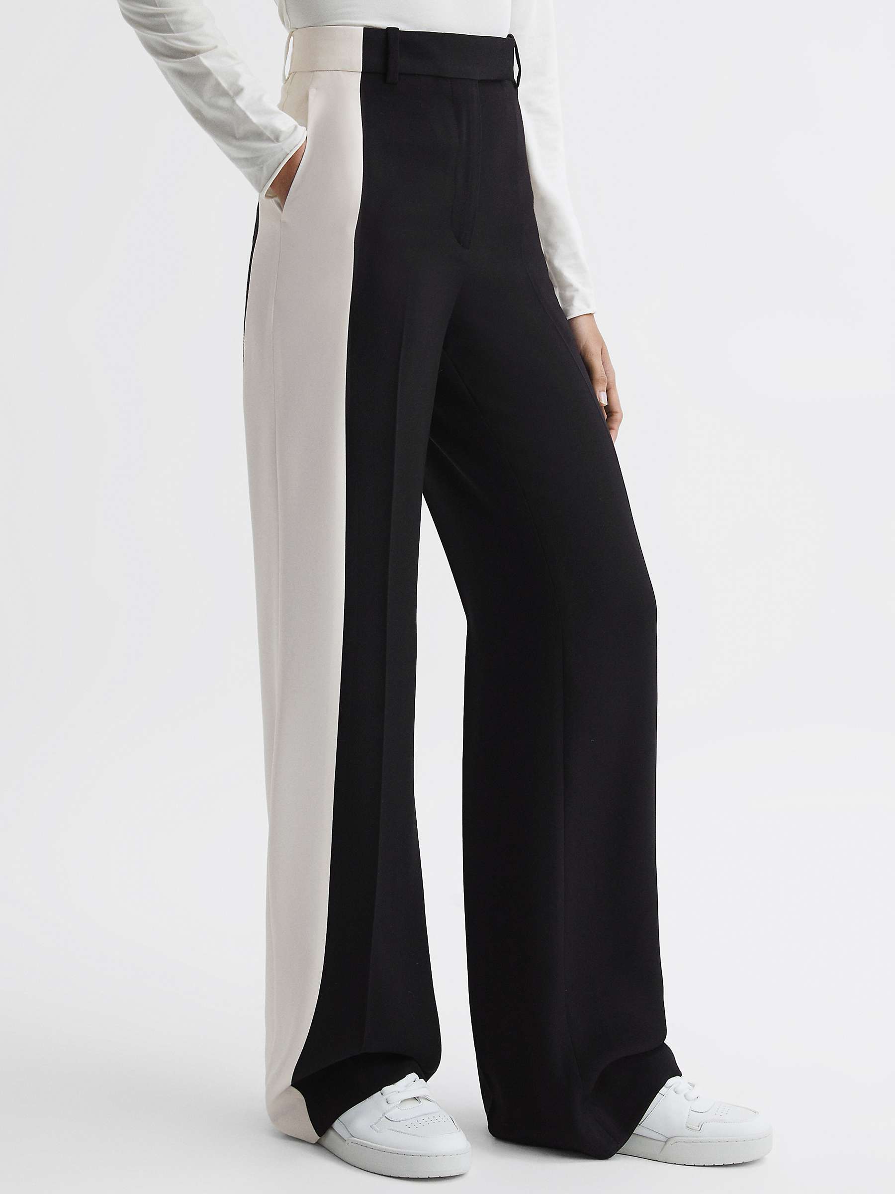 Buy Reiss Saffron Asymmetric Wide Leg Trousers, Black Online at johnlewis.com