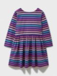 Crew Clothing Kids' Cotton Jersey Striped Dress, Purple/Multi