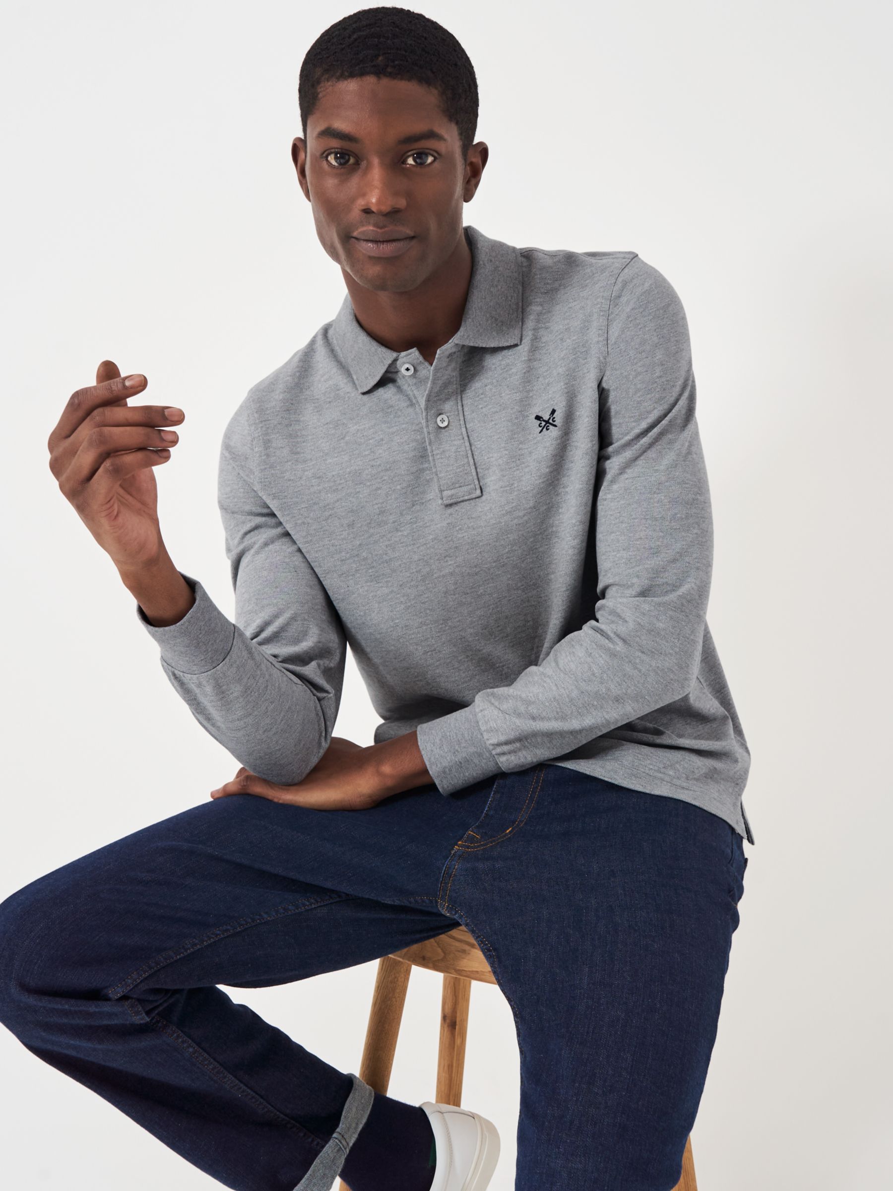 Crew Clothing Classic Polo Shirt, Mid Grey at John Lewis & Partners