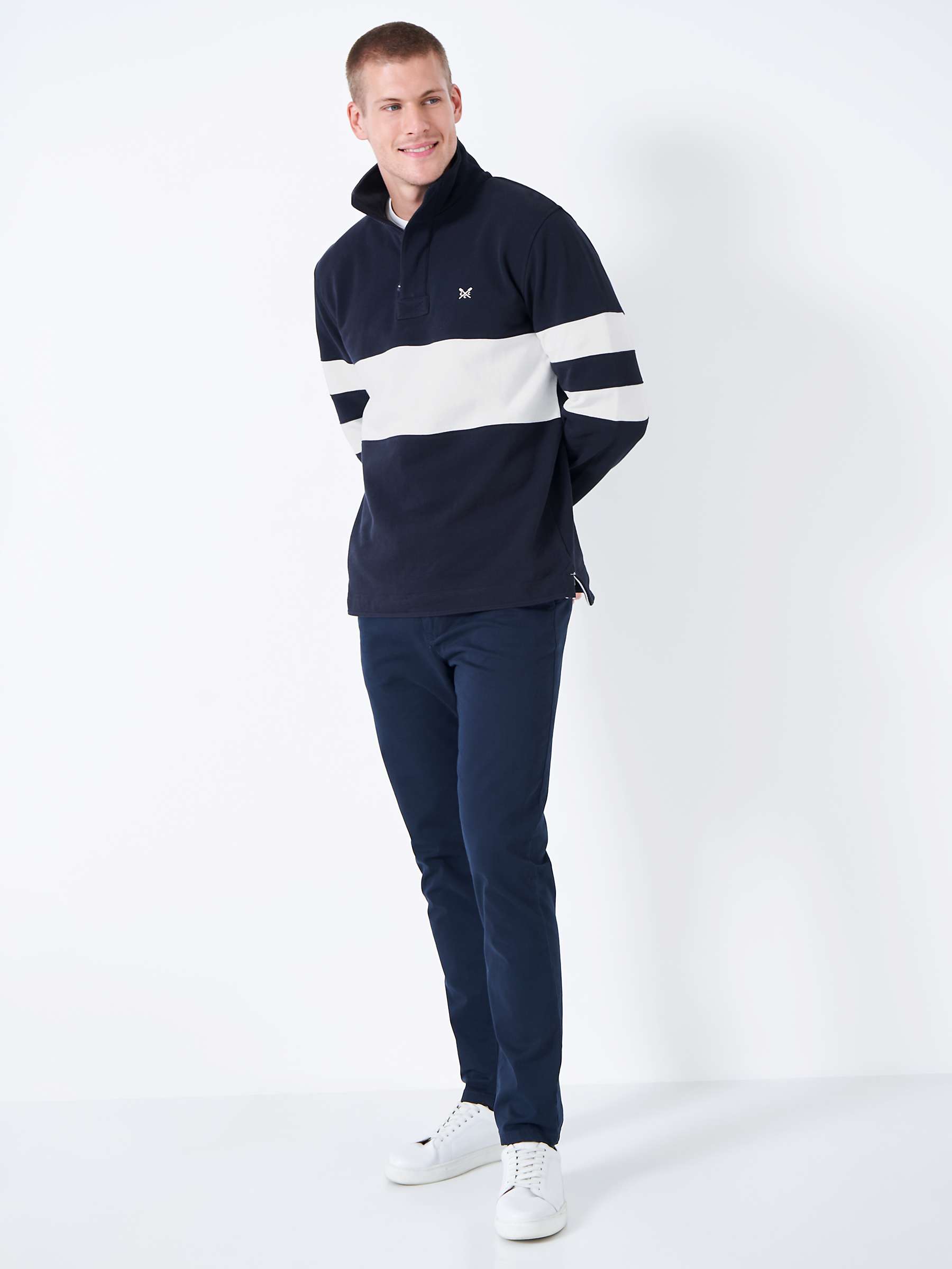 Buy Crew Clothing Padstow Pique Bold White Stripe Jumper, Navy/White Online at johnlewis.com