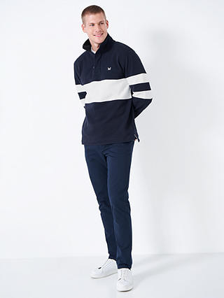 Crew Clothing Padstow Pique Bold White Stripe Jumper, Navy/White