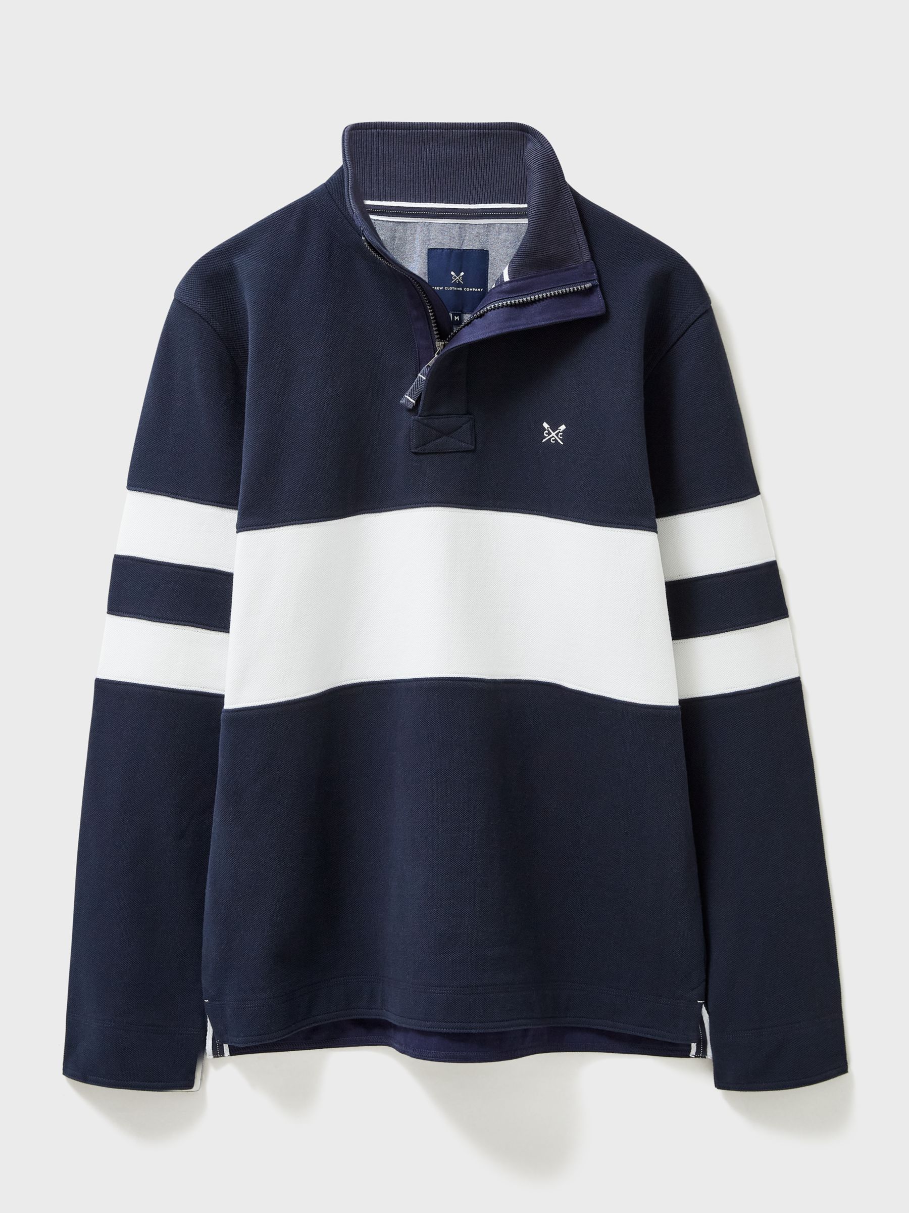 Buy Crew Clothing Padstow Pique Bold White Stripe Jumper, Navy/White Online at johnlewis.com