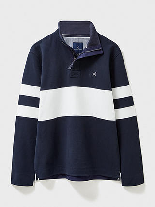 Crew Clothing Padstow Pique Bold White Stripe Jumper, Navy/White