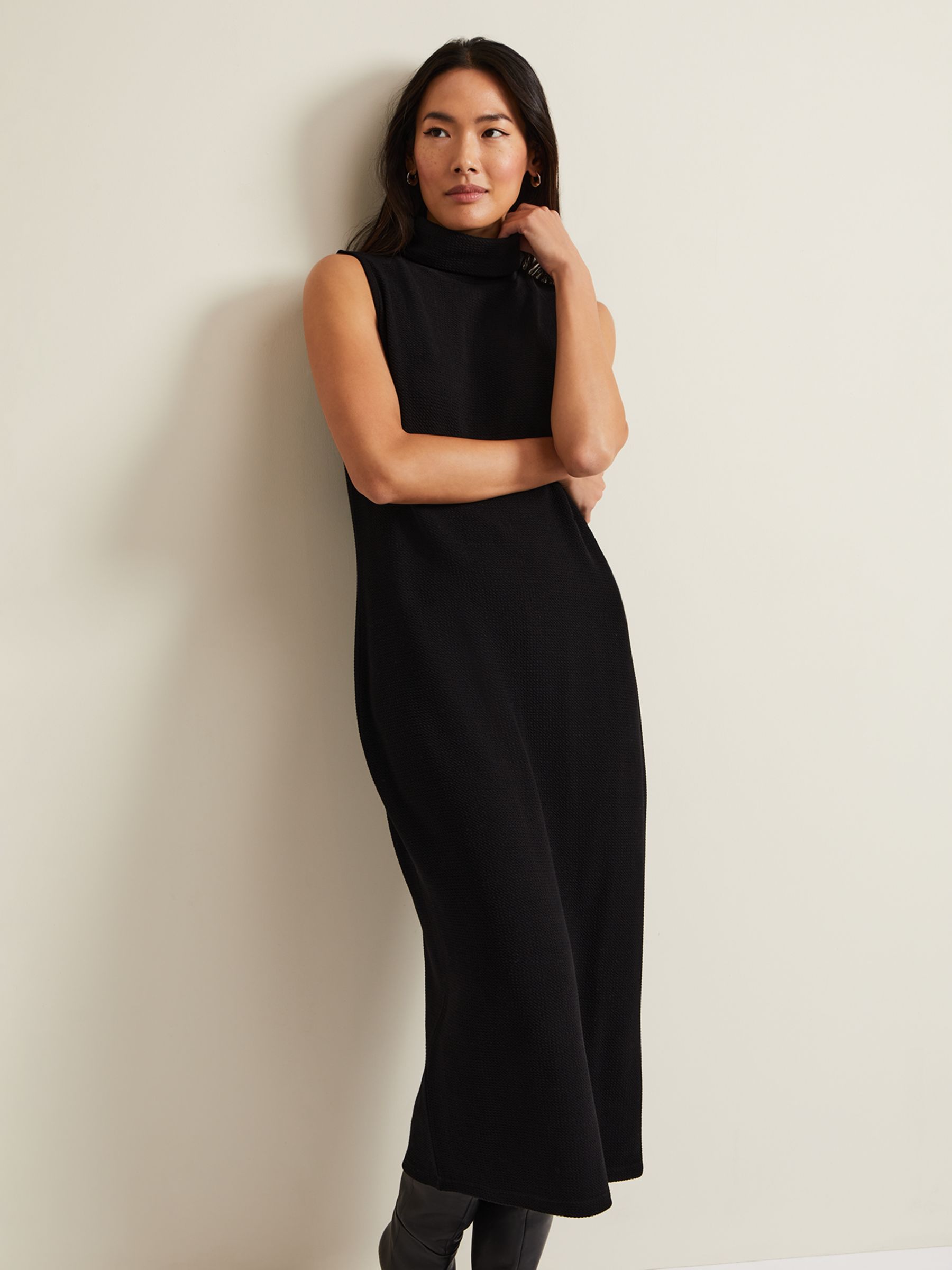 Buy Phase Eight Jessica Sleeveless Midi Dress, Black Online at johnlewis.com