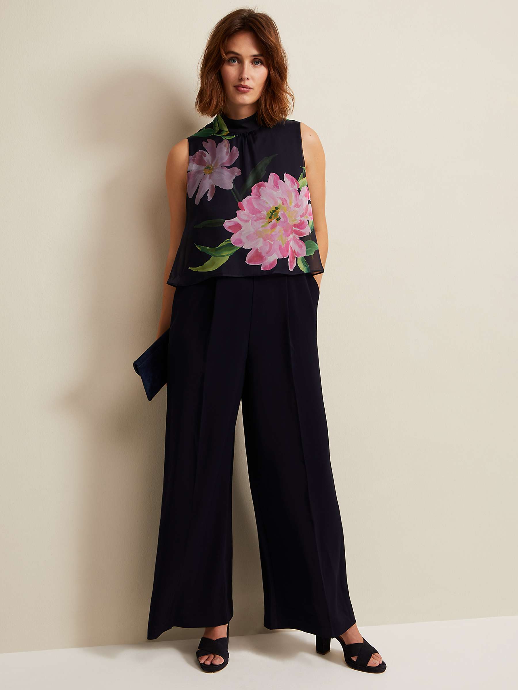 Buy Phase Eight Agnes Floral Overlay Jumpsuit, Navy/Multi Online at johnlewis.com