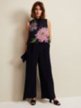 Phase Eight Agnes Floral Overlay Jumpsuit, Navy/Multi, Navy/Multi