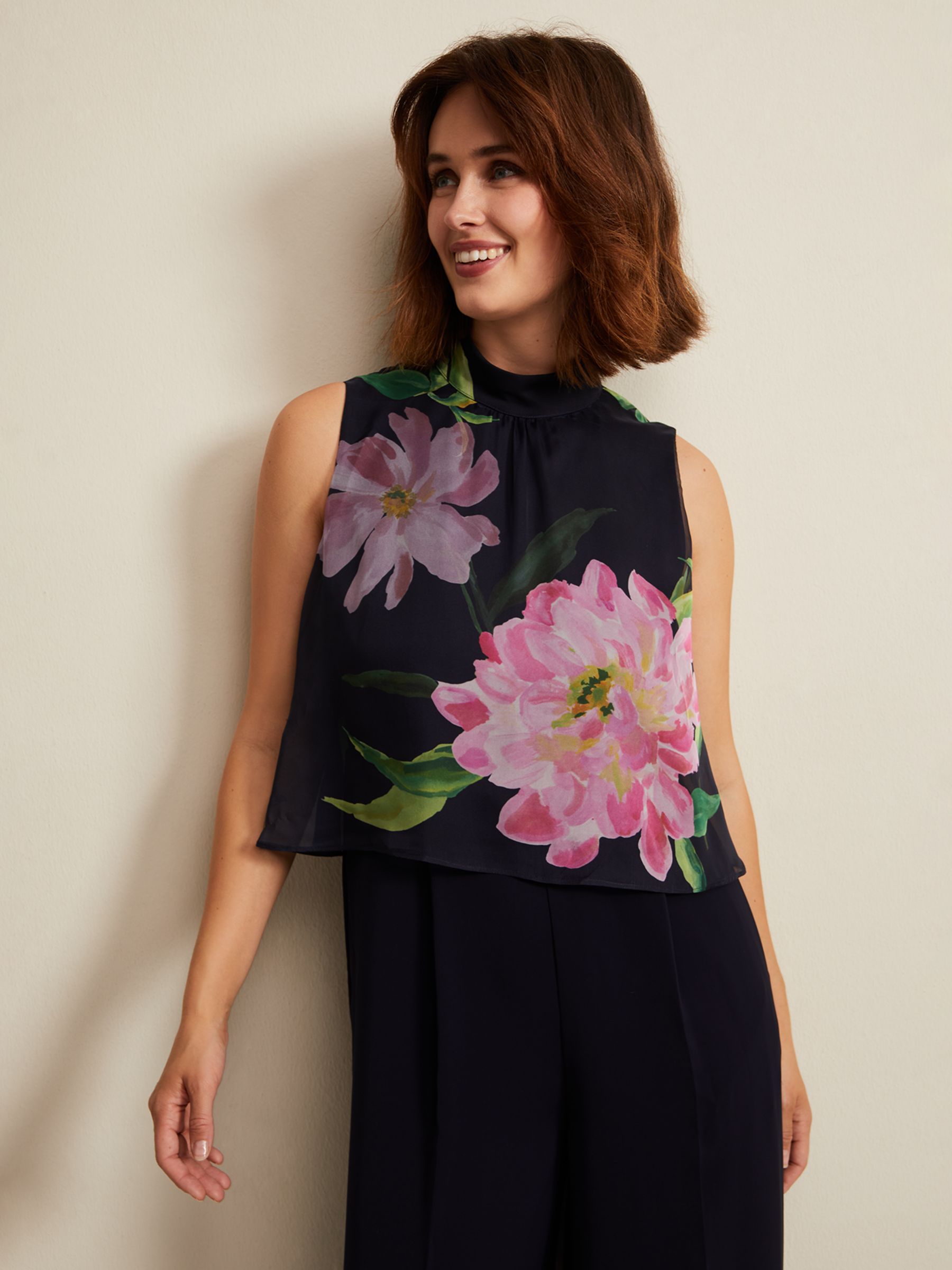 Buy Phase Eight Agnes Floral Overlay Jumpsuit, Navy/Multi Online at johnlewis.com