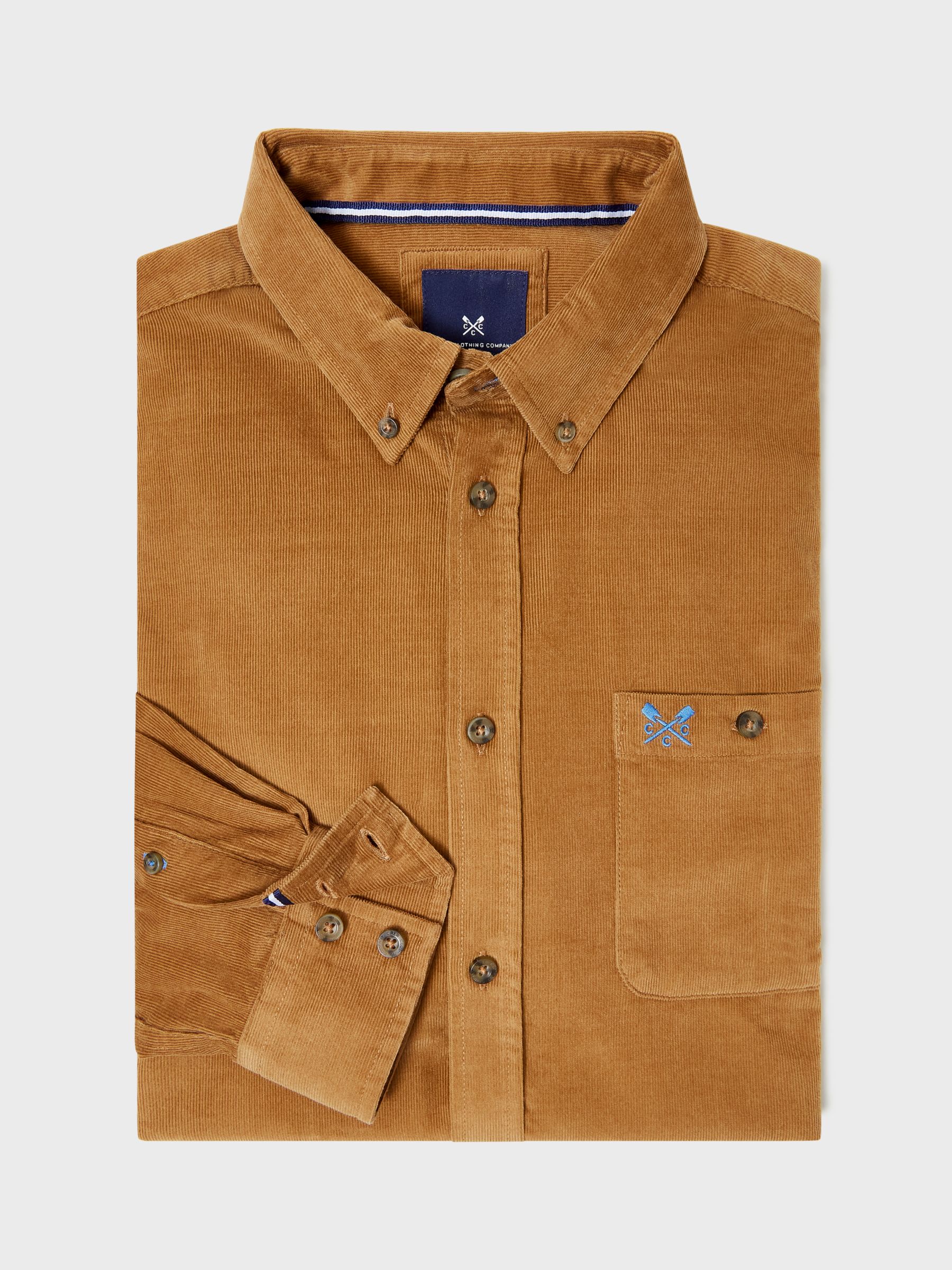 Crew Clothing Classic Cord Long Sleeve Cotton Shirt, Tan, XXXL
