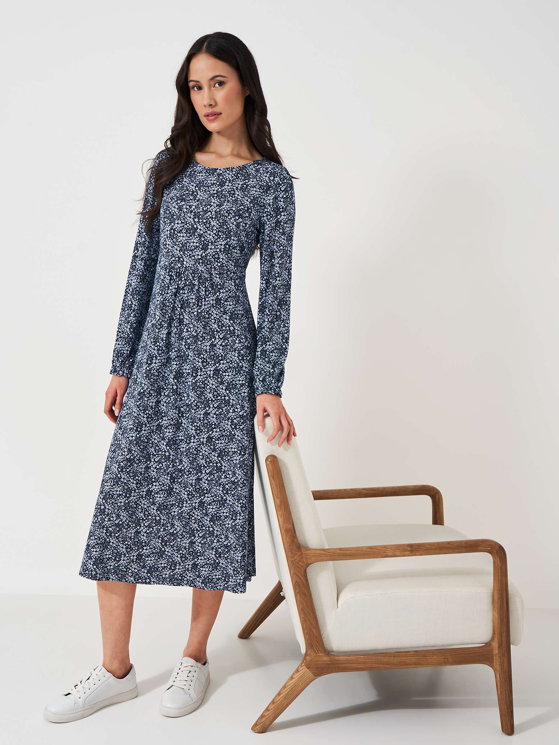 Buy Crew Clothing Ditsy Floral Print Jersey Maxi Dress, Light Blue/Navy Online at johnlewis.com