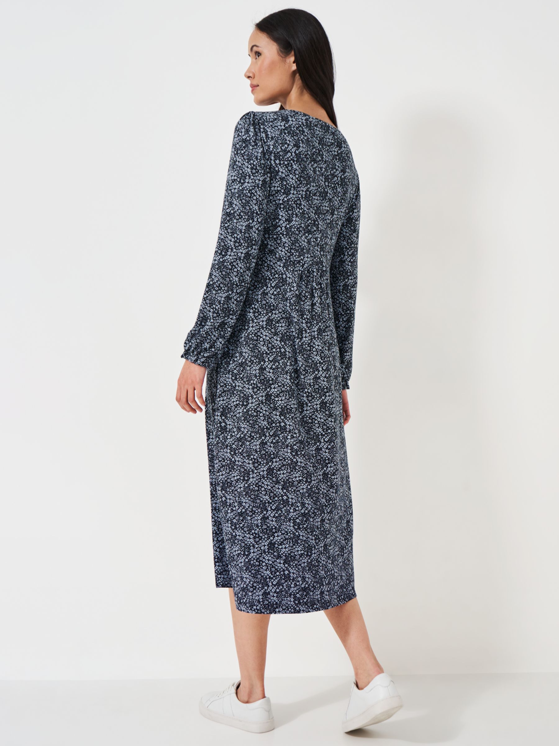 Crew Clothing Ditsy Floral Print Jersey Maxi Dress, Light Blue/Navy at ...