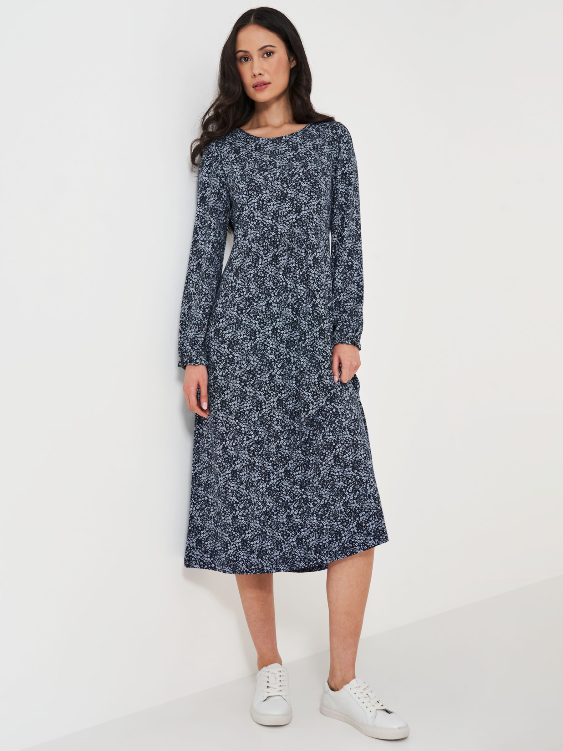 Buy Crew Clothing Ditsy Floral Print Jersey Maxi Dress, Light Blue/Navy Online at johnlewis.com