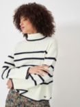 Crew Clothing Wide Sleeve Striped Wool Blend Jumper, White/Black