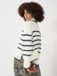 Crew Clothing Wide Sleeve Striped Wool Blend Jumper, White/Black