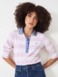 Crew Clothing Striped Cotton Rugby Top, White/Pink