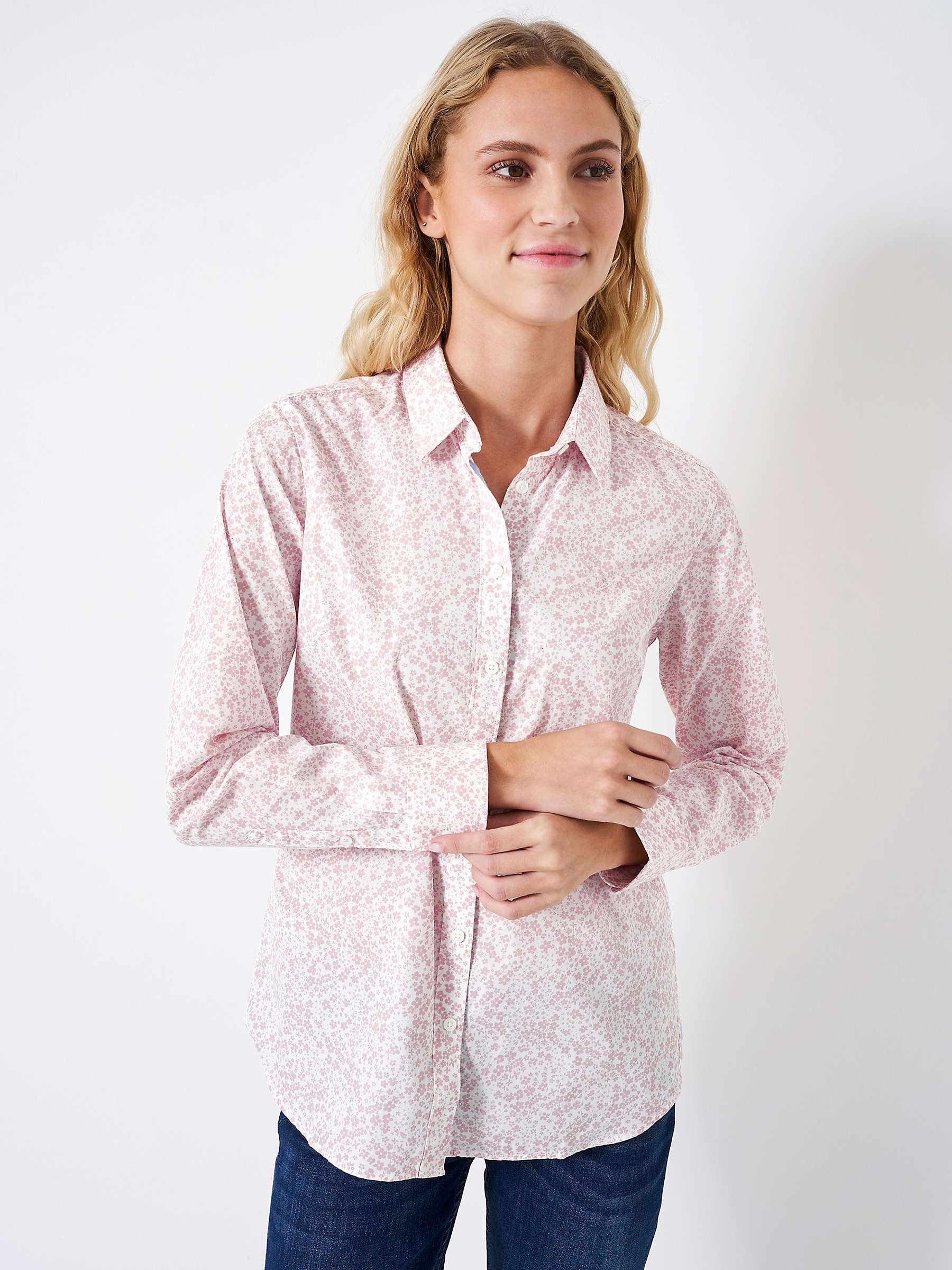 Buy Crew Clothing Lulworth Tailored Floral Shirt, White/Pink Online at johnlewis.com