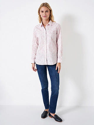 Crew Clothing Lulworth Tailored Floral Shirt, White/Pink