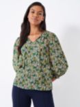 Crew Clothing Ellen Printed Blousen Sleeve Blouse, Green/Multi