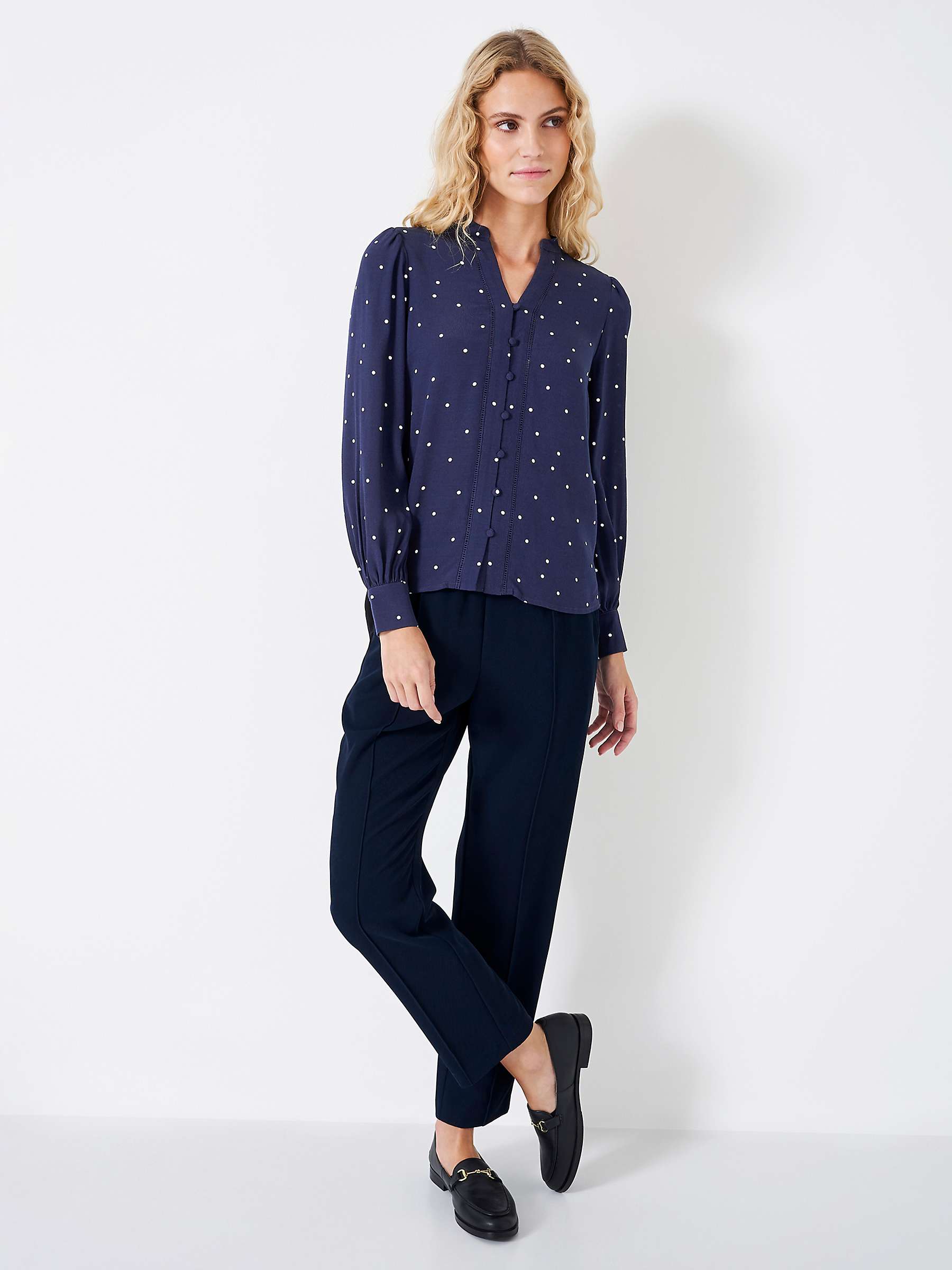 Buy Crew Clothing Anais Ladder Lace Blouse, Navy Blue Online at johnlewis.com