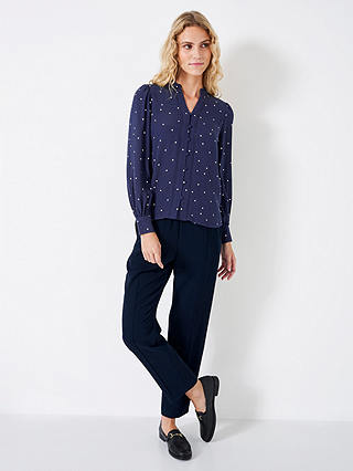 Crew Clothing Anais Ladder Lace Blouse, Navy Blue