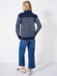 Crew Clothing Sandy Stripe Open Collar Sweat Top, Dark Blue/White