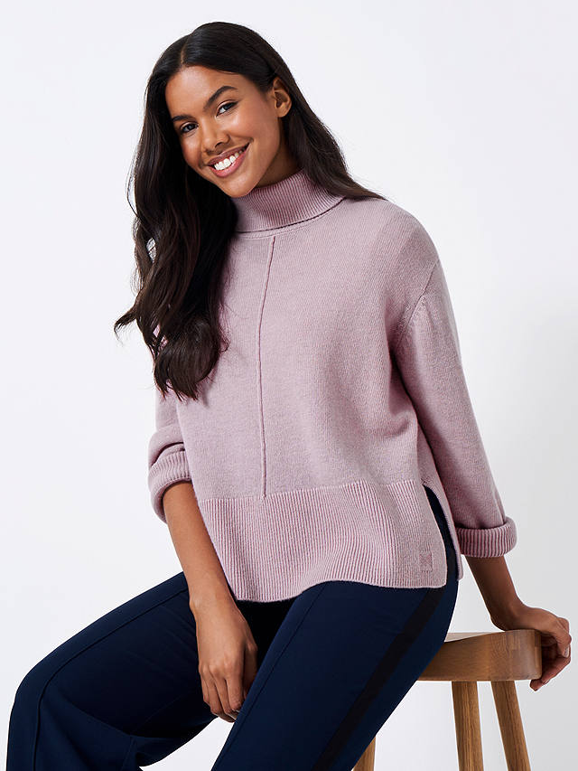 Crew Clothing Wide Sleeve Wool Blend Knit Jumper, Pastel Pink