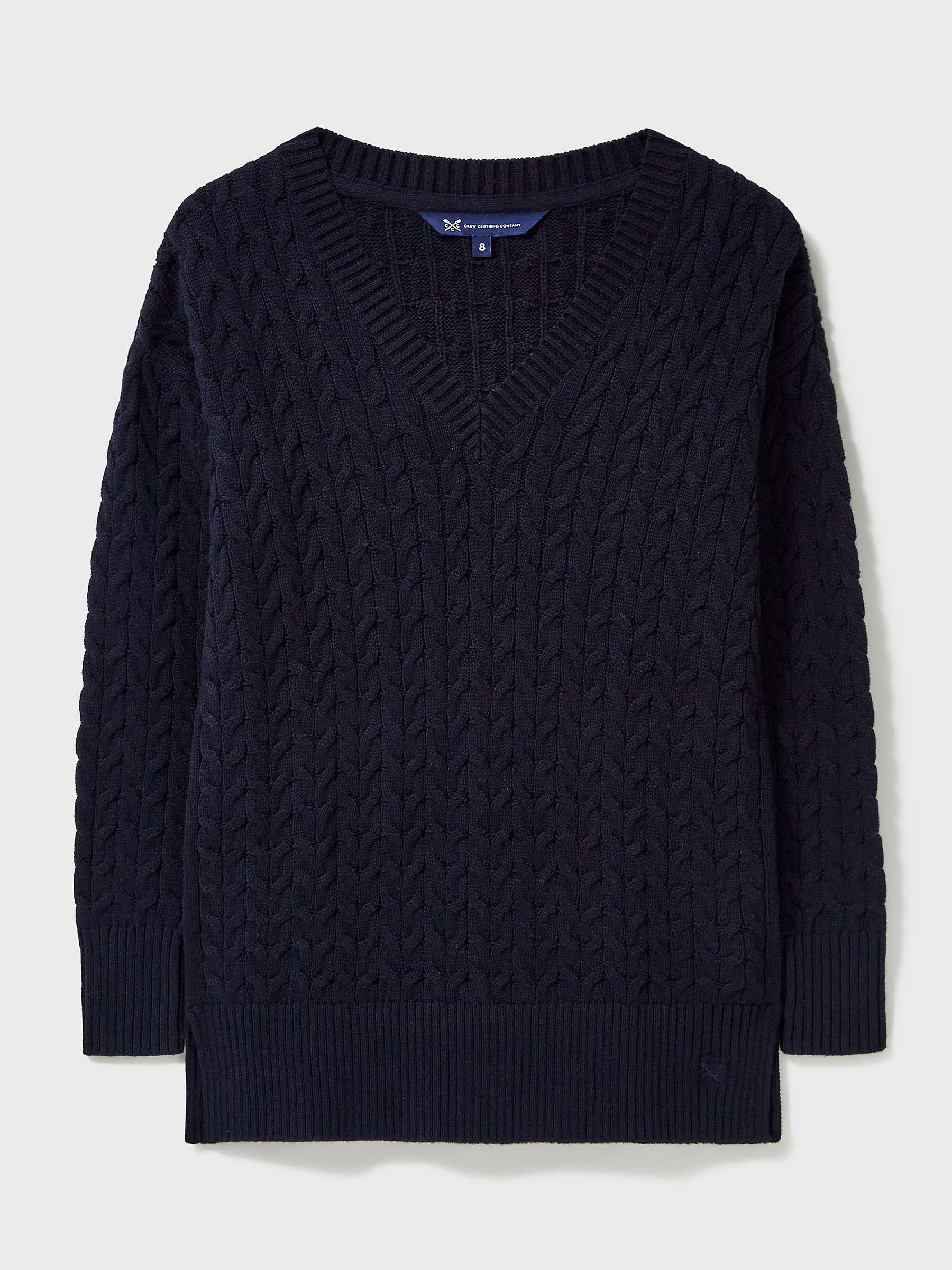 Buy Crew Clothing Edna Longline Wool Blend Cable Knit Jumper, Navy Online at johnlewis.com