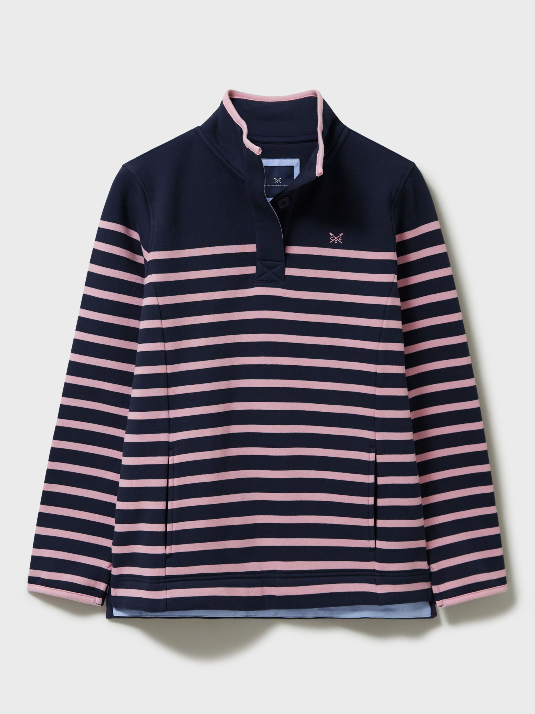 Buy Crew Clothing Half Button Funnel Neck Sweatshirt, Navy/Multi Online at johnlewis.com