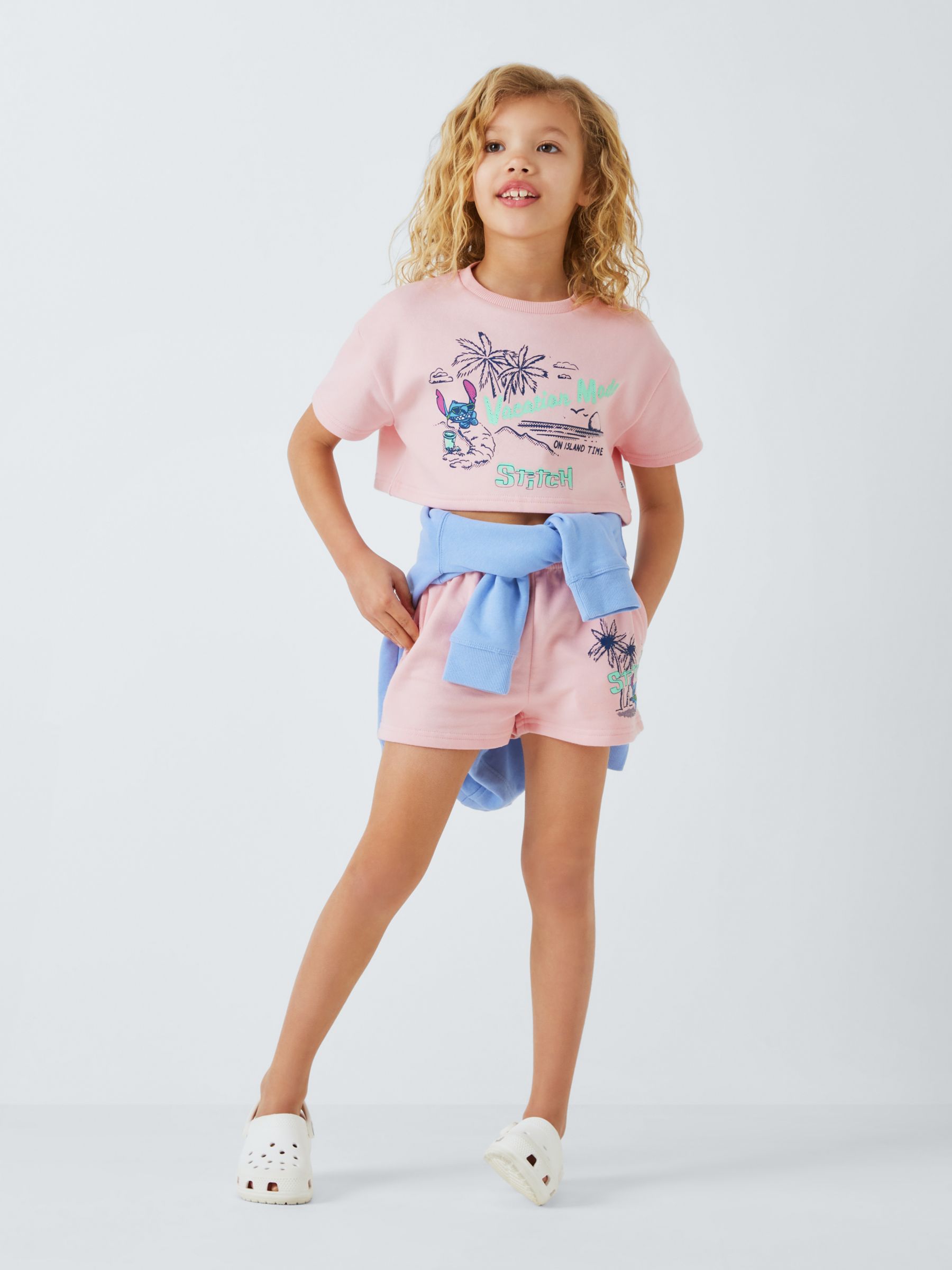 Buy Brand Threads Kids' Disney Lilo and Stitch Boxy Top & Shorts Set, Pink Online at johnlewis.com