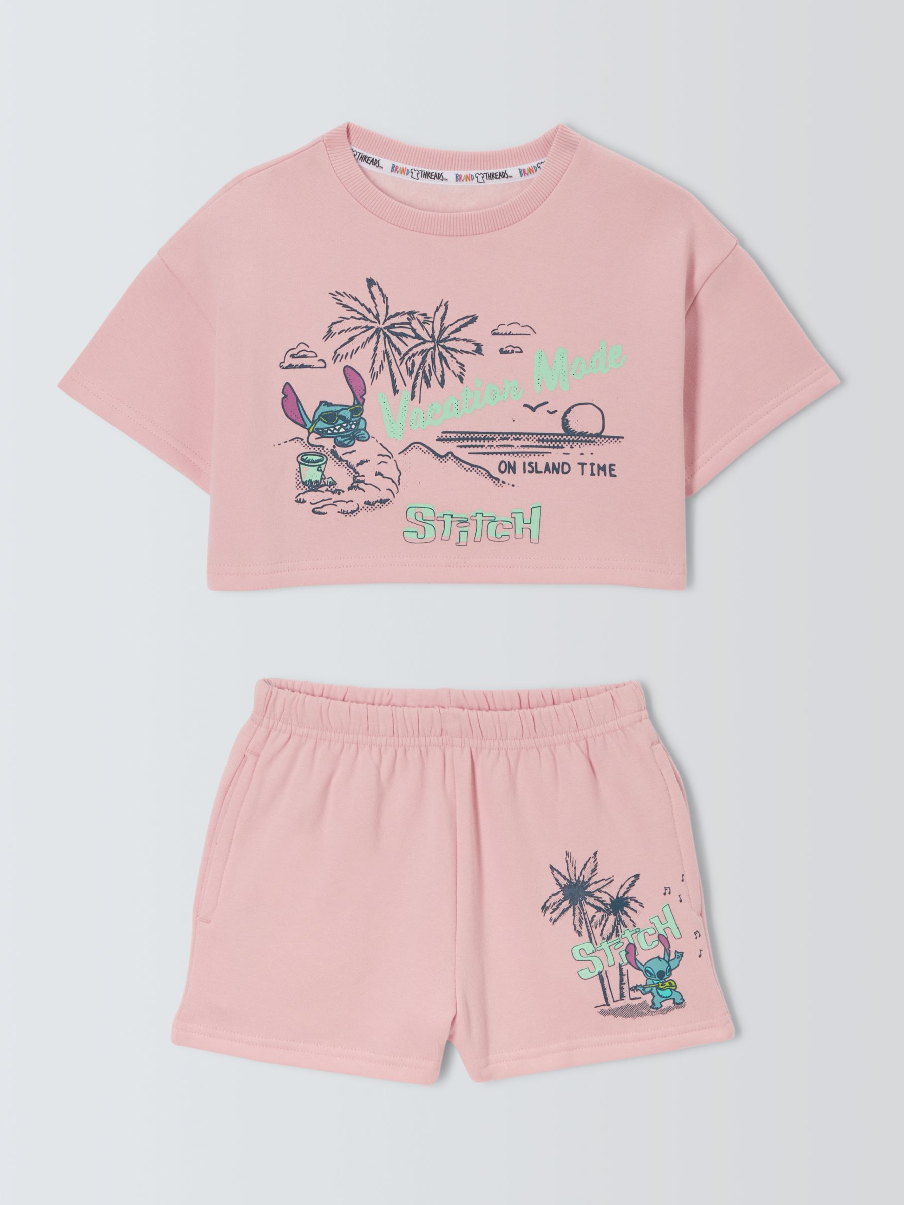 Brand Threads Kids' Disney Lilo and Stitch Boxy Top & Shorts Set, Pink ...
