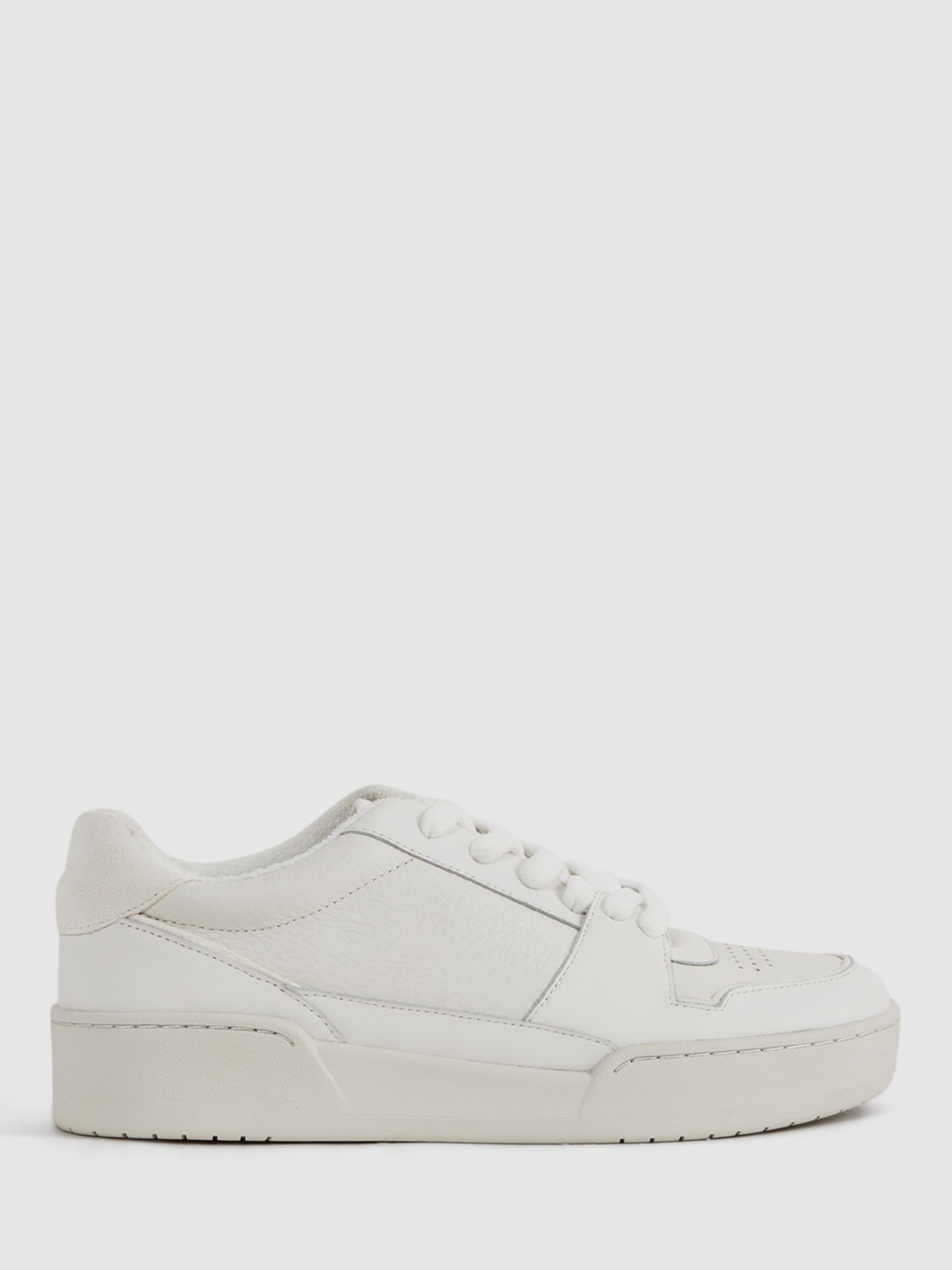 Reiss Frankie Leather Trainers, White at John Lewis & Partners