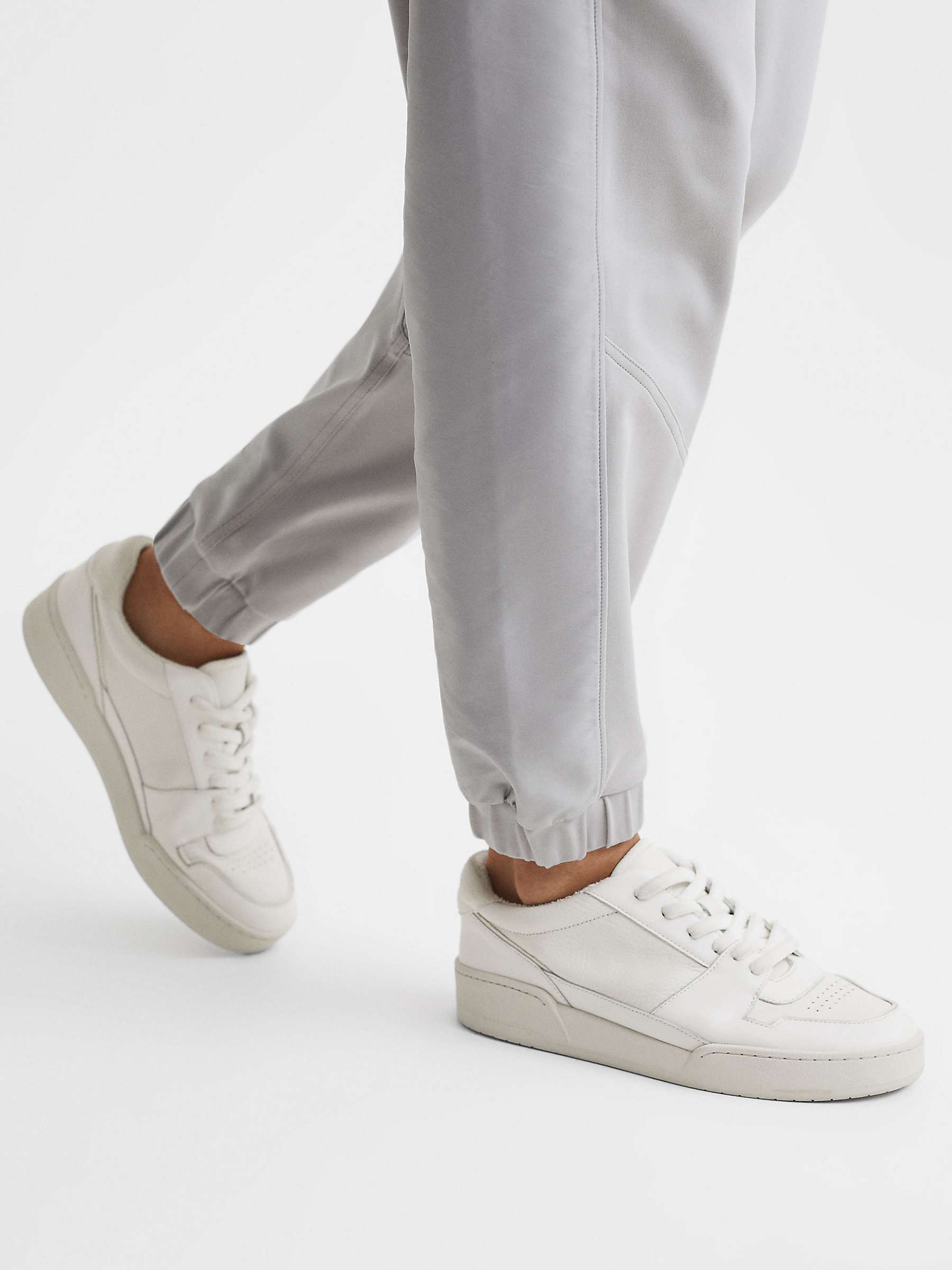 Buy Reiss Frankie Leather Trainers, White Online at johnlewis.com