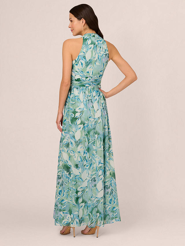 Adrianna Papell Chiffon Leaf Maxi Dress, Slate