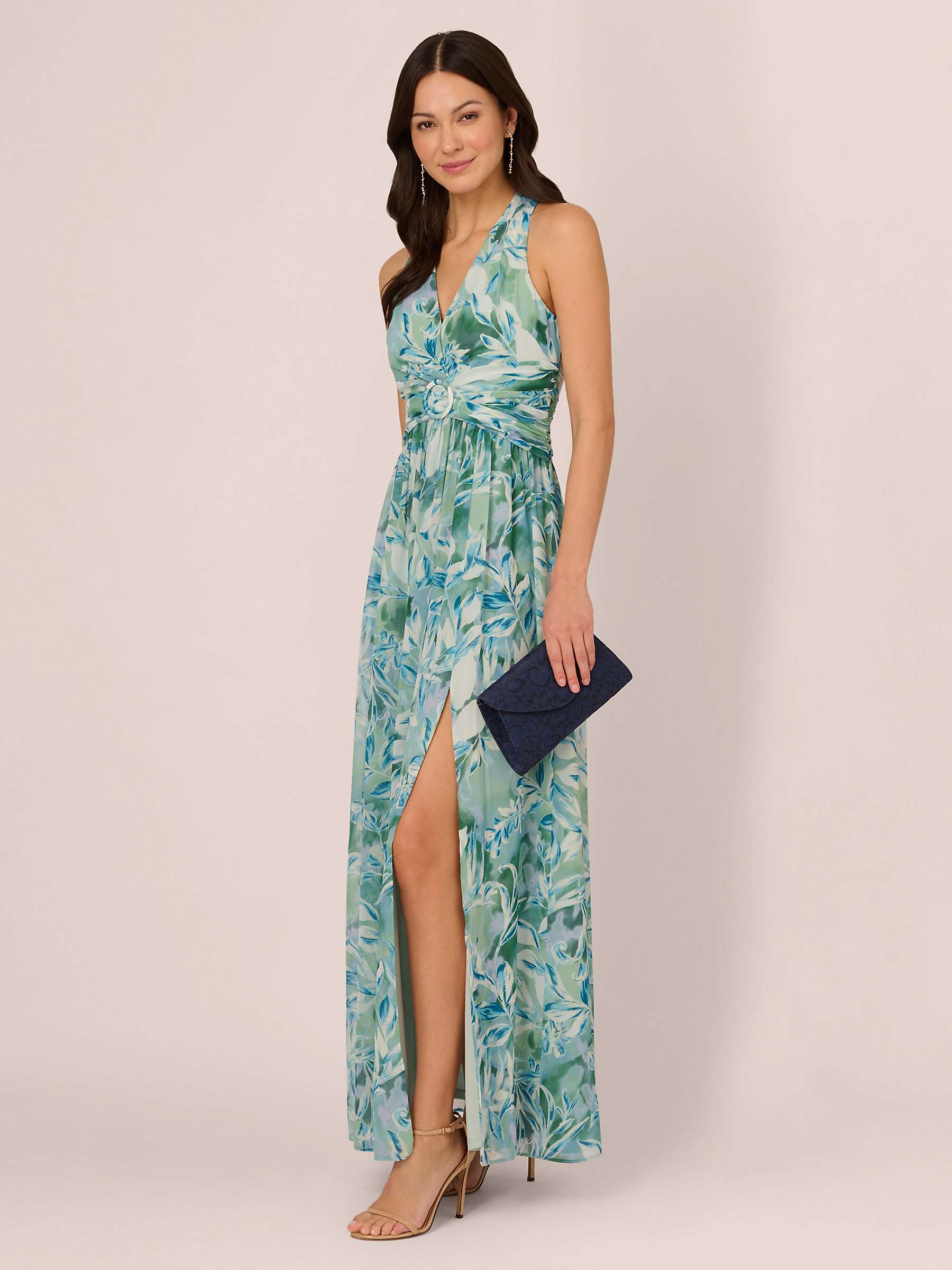 Buy Adrianna Papell Chiffon Leaf Maxi Dress, Slate Online at johnlewis.com