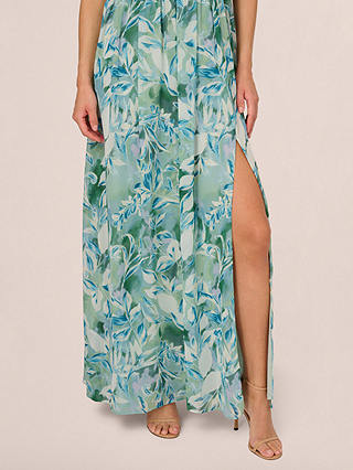 Adrianna Papell Chiffon Leaf Maxi Dress, Slate