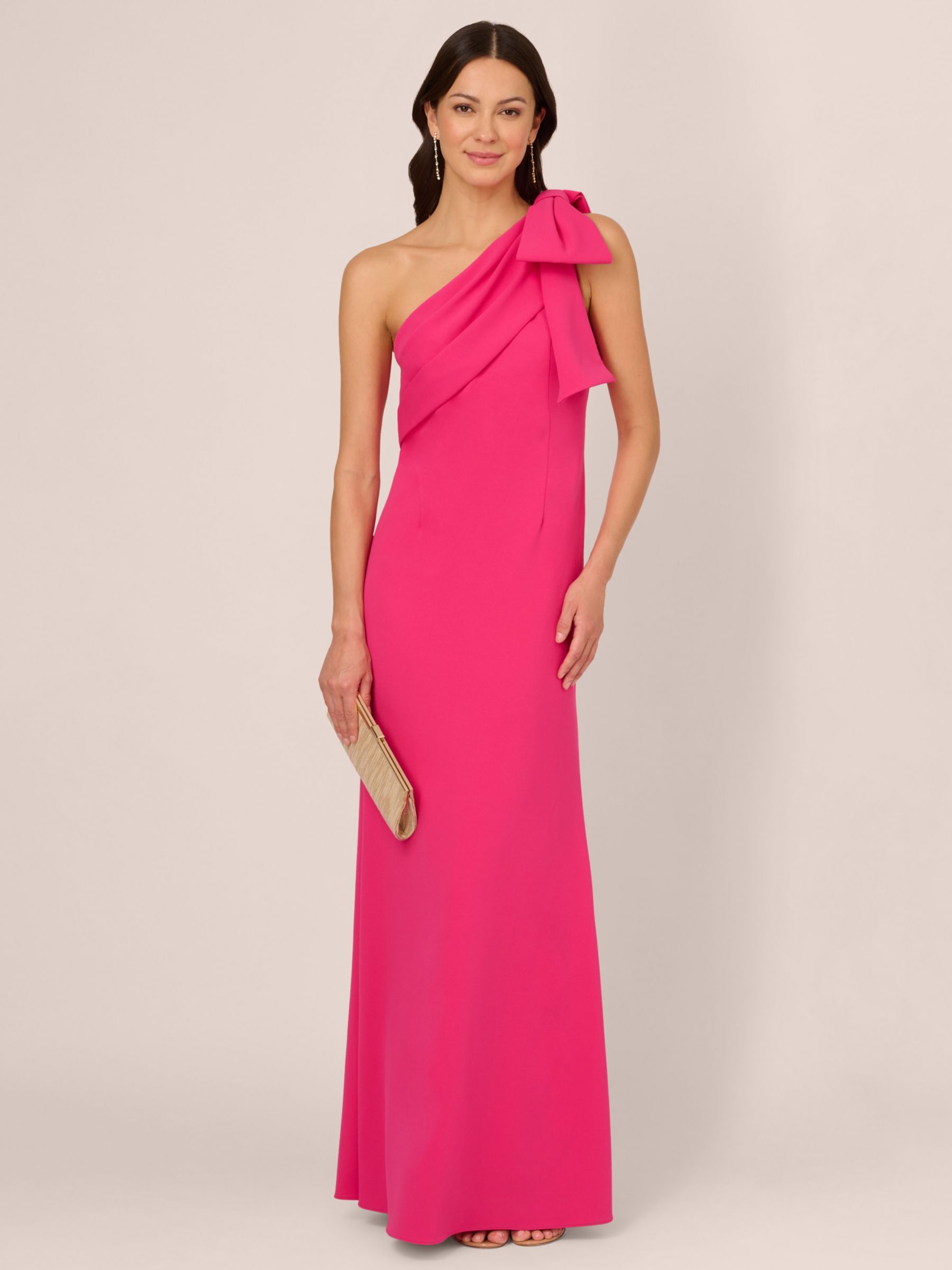 Adrianna Papell Stretch Crepe Maxi Dress Hot Pink at John Lewis