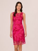 Adrianna Papell Sequin Leaf Sheath Dress Hot Pink at John Lewis