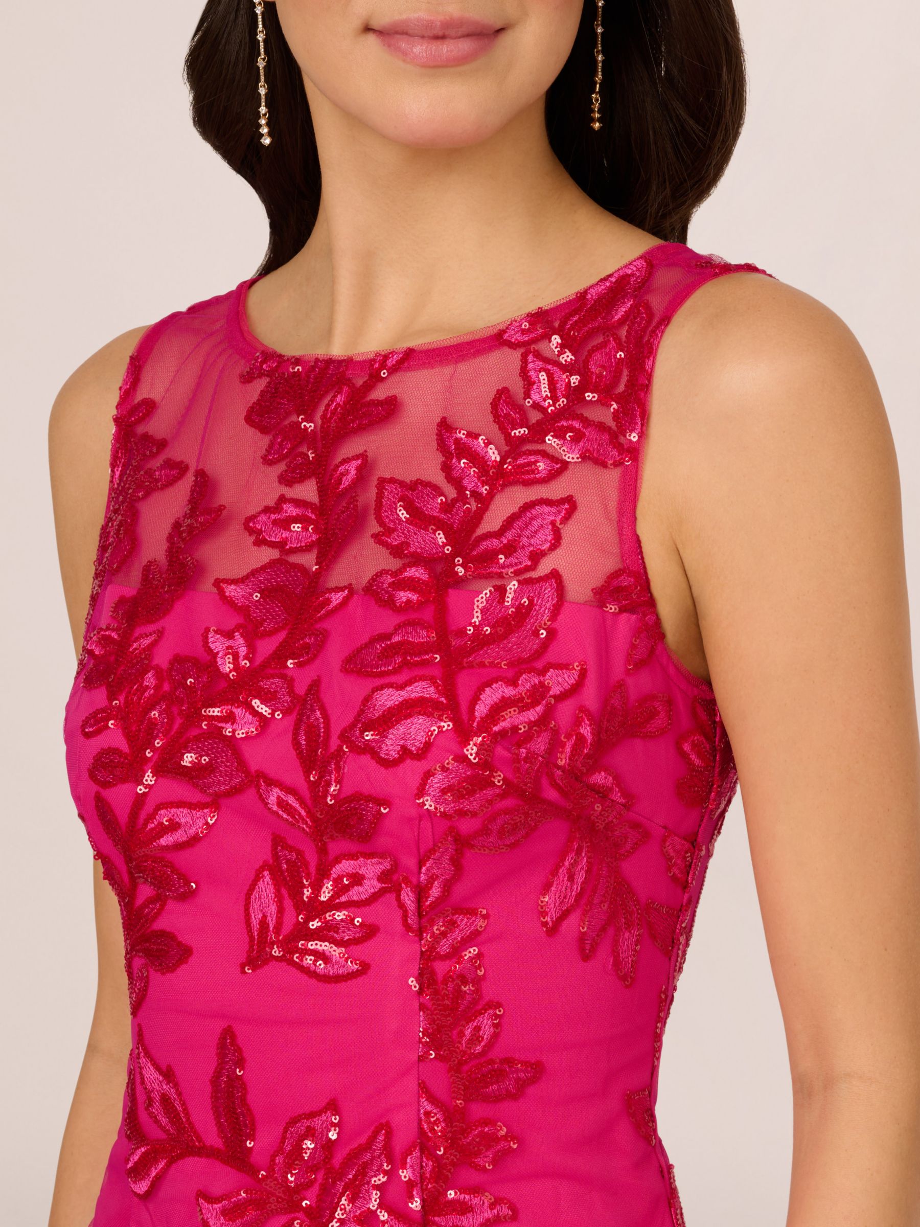 Buy Adrianna Papell Sequin Leaf Sheath Dress, Hot Pink Online at johnlewis.com