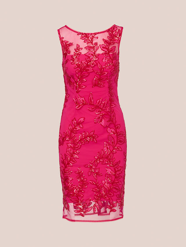 Adrianna Papell Sequin Leaf Sheath Dress, Hot Pink